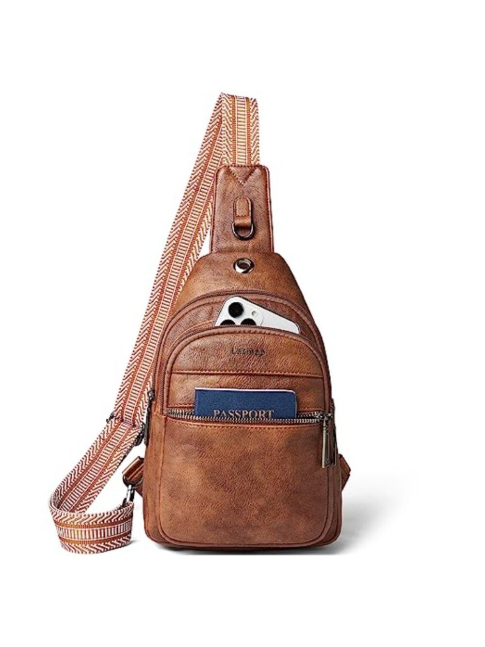 Multifunctional Sling Bag Crossbody Tote Backpack Faux Leather Casual Daypack